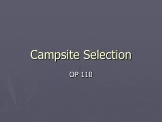 Campsite Selection