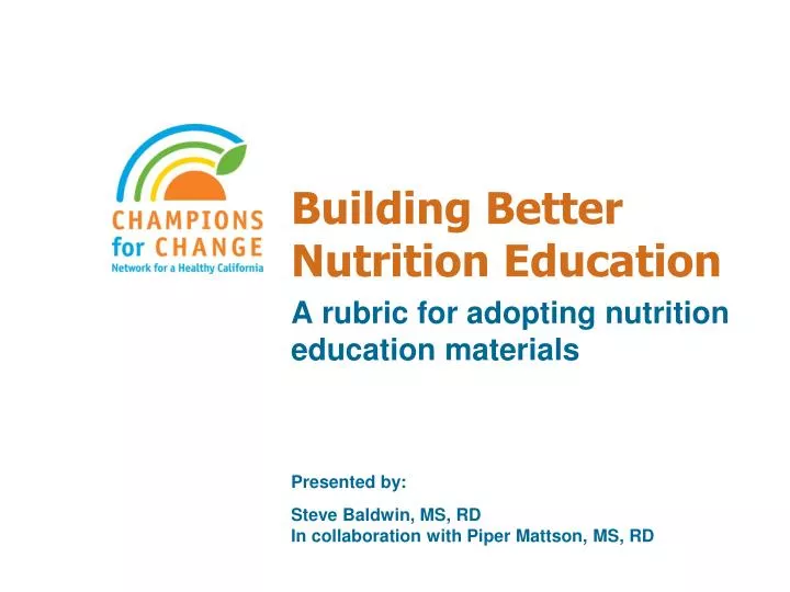 building better nutrition education