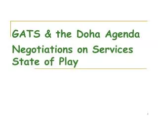 GATS &amp; the Doha Agenda Negotiations on Services State of Play