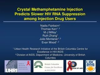 Crystal Methamphetamine Injection Predicts Slower HIV RNA Suppression among Injection Drug Users
