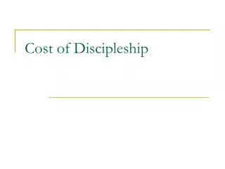 cost of discipleship