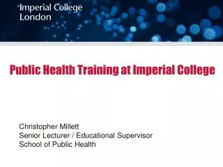 Public Health Training at Imperial College