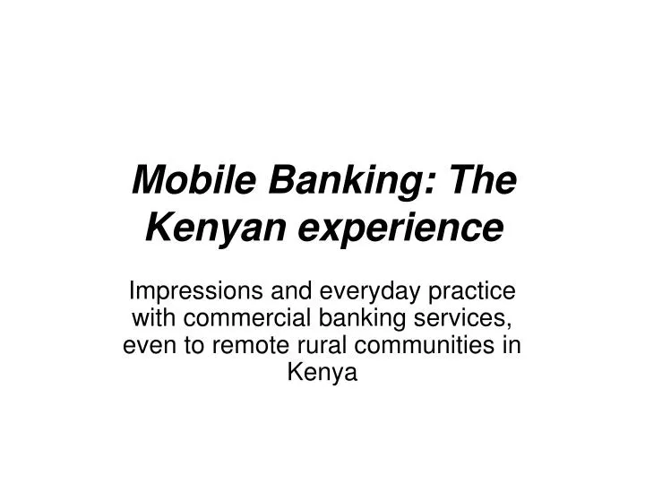 mobile banking the kenyan experience