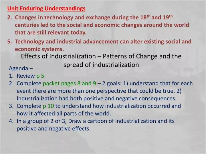 effects of industrialization patterns of change and the spread of industrialization