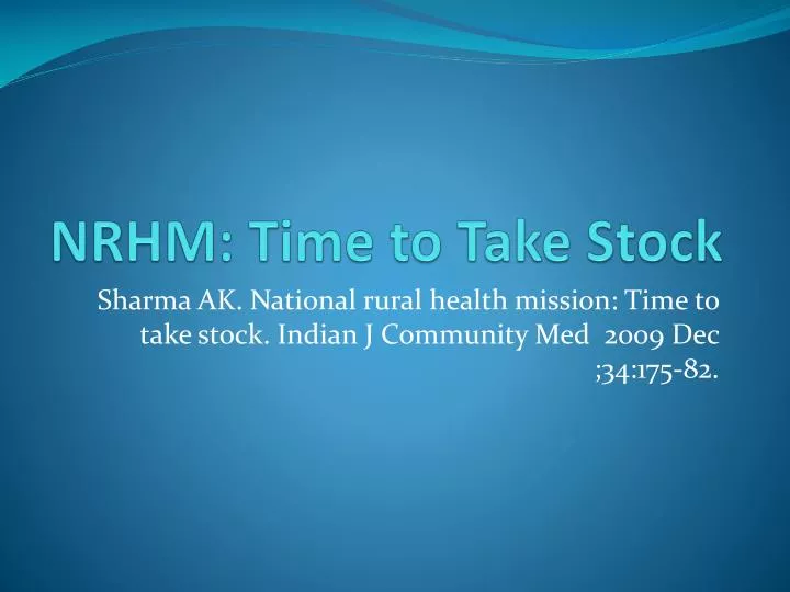 nrhm time to take stock