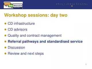 Workshop sessions: day two