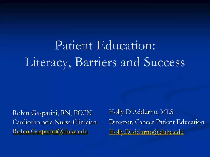 patient education literacy barriers and success