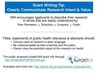 Grant Writing Tip: Clearly Communicate Research Intent &amp; Value