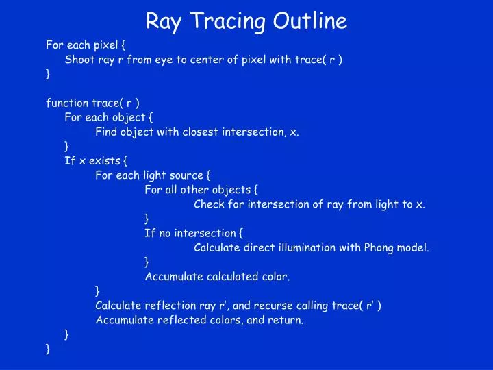 ray tracing outline