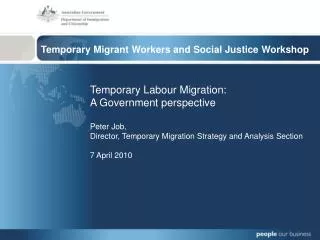 Temporary Migrant Workers and Social Justice Workshop
