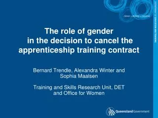 The role of gender in the decision to cancel the apprenticeship training contract