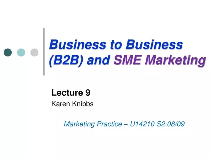 business to business b2b and sme marketing