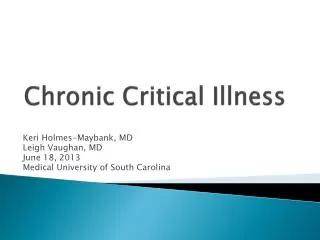 Chronic Critical Illness