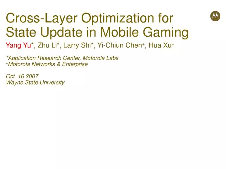 cross layer optimization for state update in mobile gaming