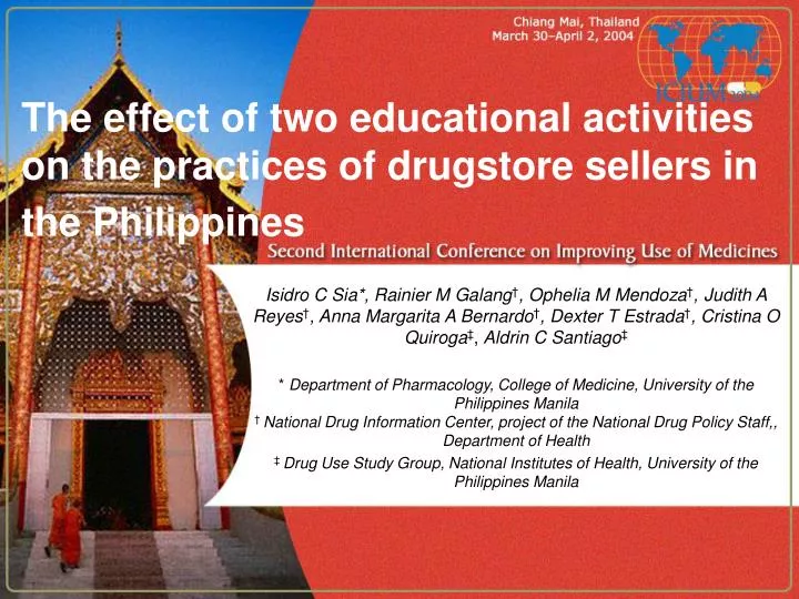 the effect of two educational activities on the practices of drugstore sellers in the philippines
