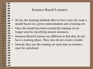 Instance-Based Learners