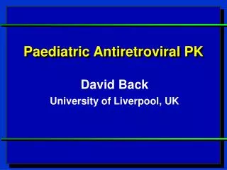 Paediatric Antiretroviral PK