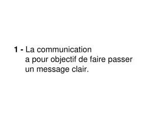 1 la communication a pour objectif de faire passer un message clair