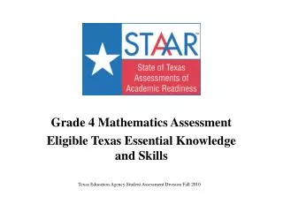 Grade 4 Mathematics Assessment Eligible Texas Essential Knowledge and Skills