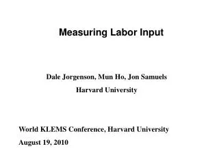 Measuring Labor Input