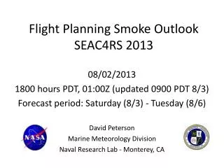 Flight Planning Smoke Outlook SEAC4RS 2013