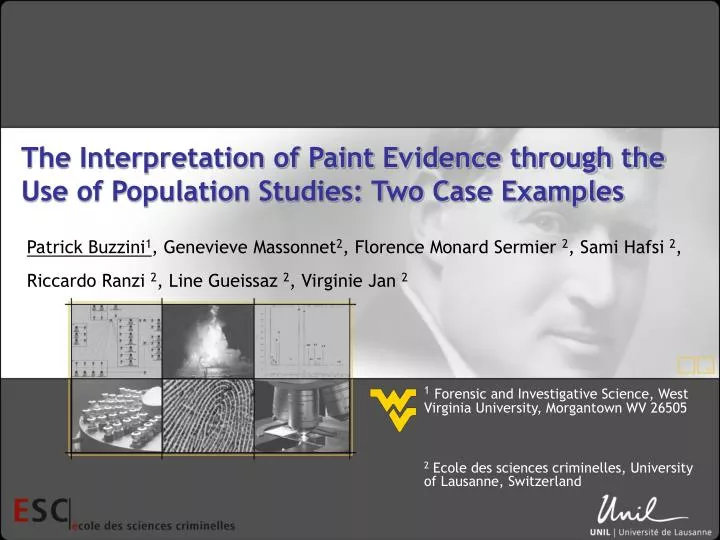 the interpretation of paint evidence through the use of population studies two case examples