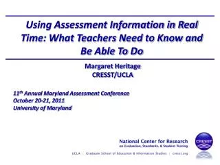 Using Assessment Information in Real Time: What Teachers Need to Know and Be Able To Do