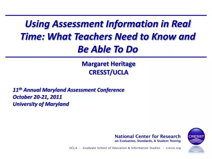 using assessment information in real time what teachers need to know and be able to do
