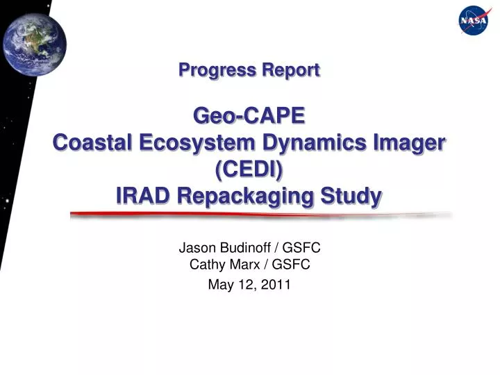 progress report geo cape coastal ecosystem dynamics imager cedi irad repackaging study