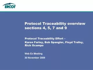 Protocol Traceability overview sections 4, 5, 7 and 9