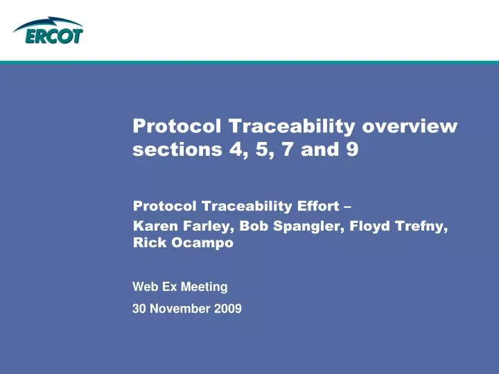 protocol traceability overview sections 4 5 7 and 9