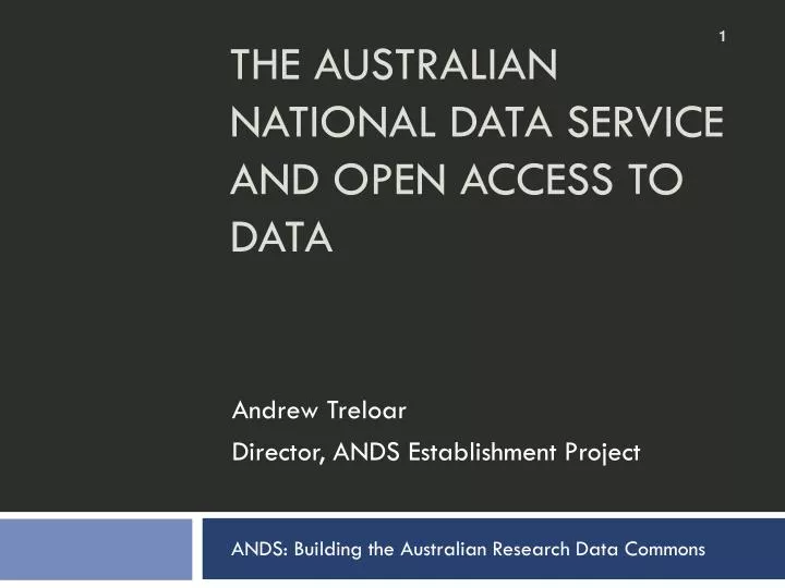 the australian national data service and open access to data