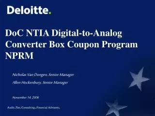 DoC NTIA Digital-to-Analog Converter Box Coupon Program NPRM