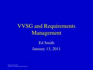 VVSG and Requirements Management