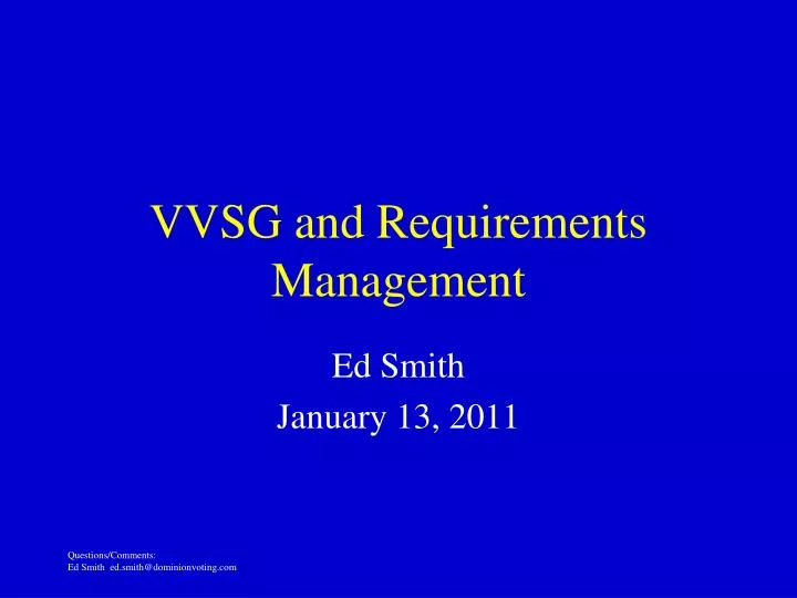 vvsg and requirements management