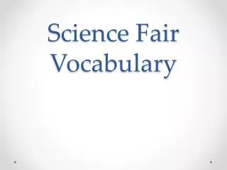 Science Fair Vocabulary