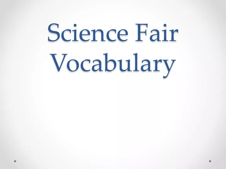 science fair vocabulary