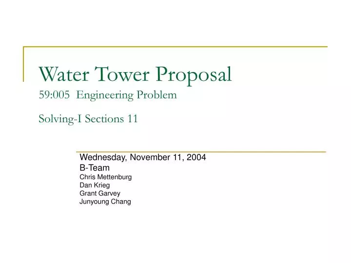 water tower proposal 59 005 engineering problem solving i sections 11