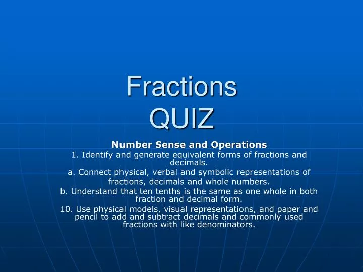 fractions quiz