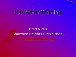 400 Meter Training