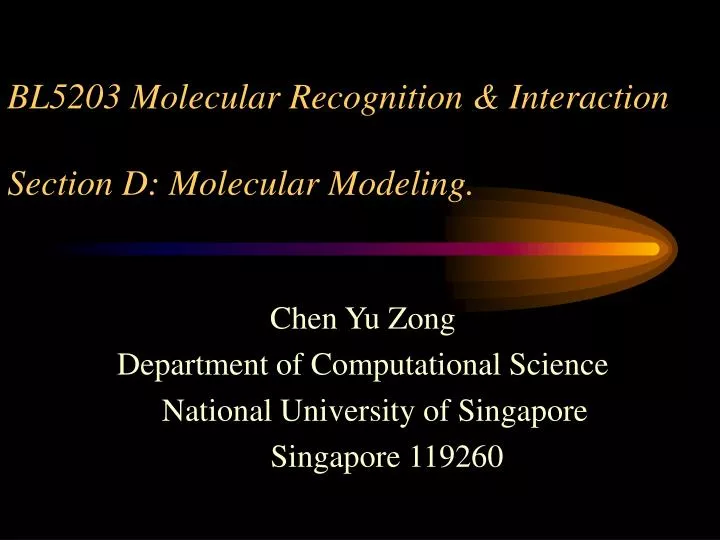 bl5203 molecular recognition interaction section d molecular modeling