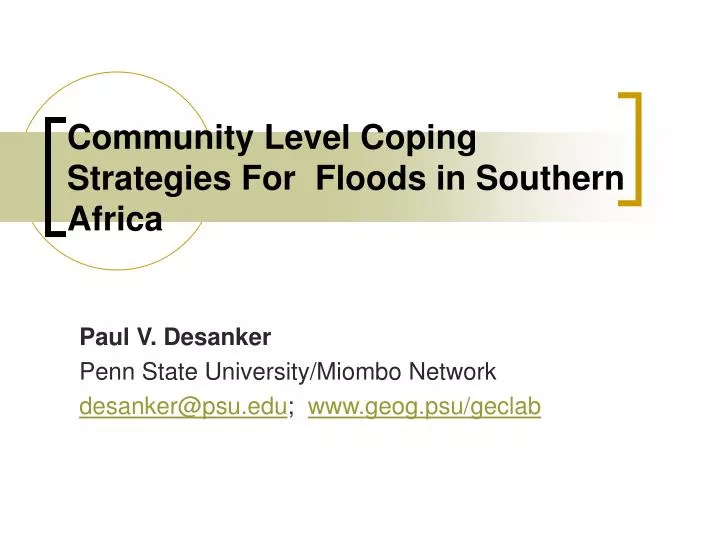 community level coping strategies for floods in southern africa