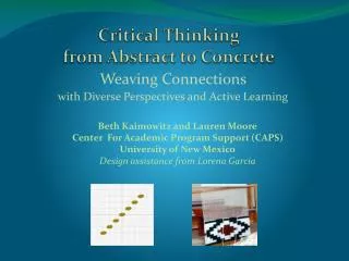 Critical Thinking from Abstract to Concrete