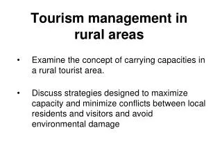 Tourism management in rural areas