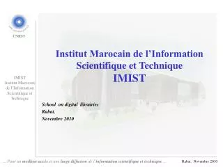Institut Marocain de l’Information Scientifique et Technique IMIST