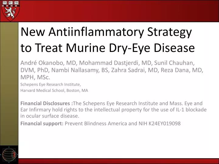 new antiinflammatory strategy to treat murine dry eye disease