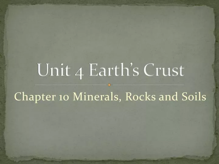 unit 4 earth s crust