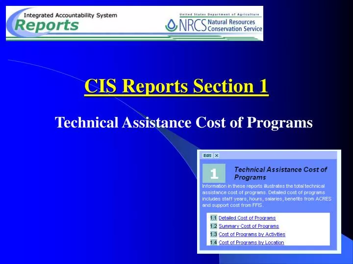 cis reports section 1