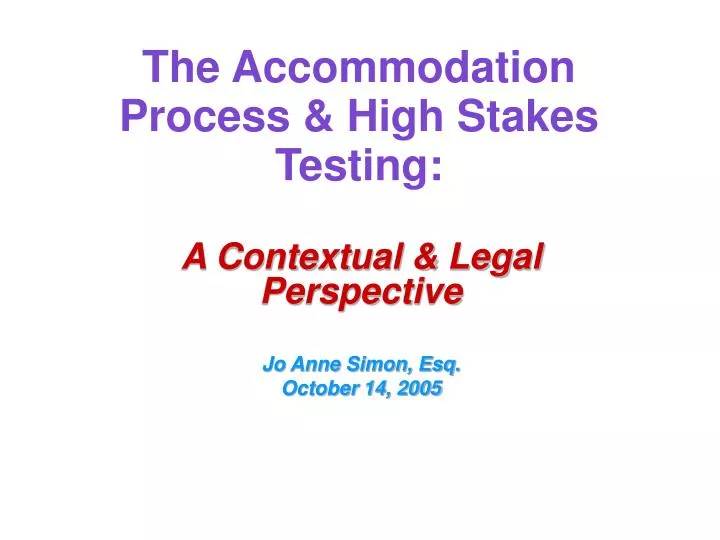 a contextual legal perspective jo anne simon esq october 14 2005