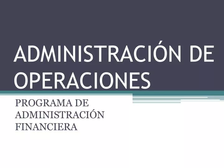 administraci n de operaciones